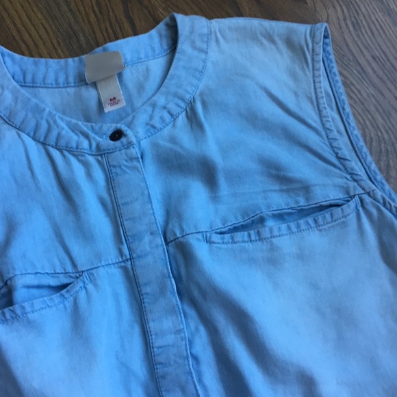 NWOT Chambray Sleeveless Pocket Dress, M - Picture 2 of 4